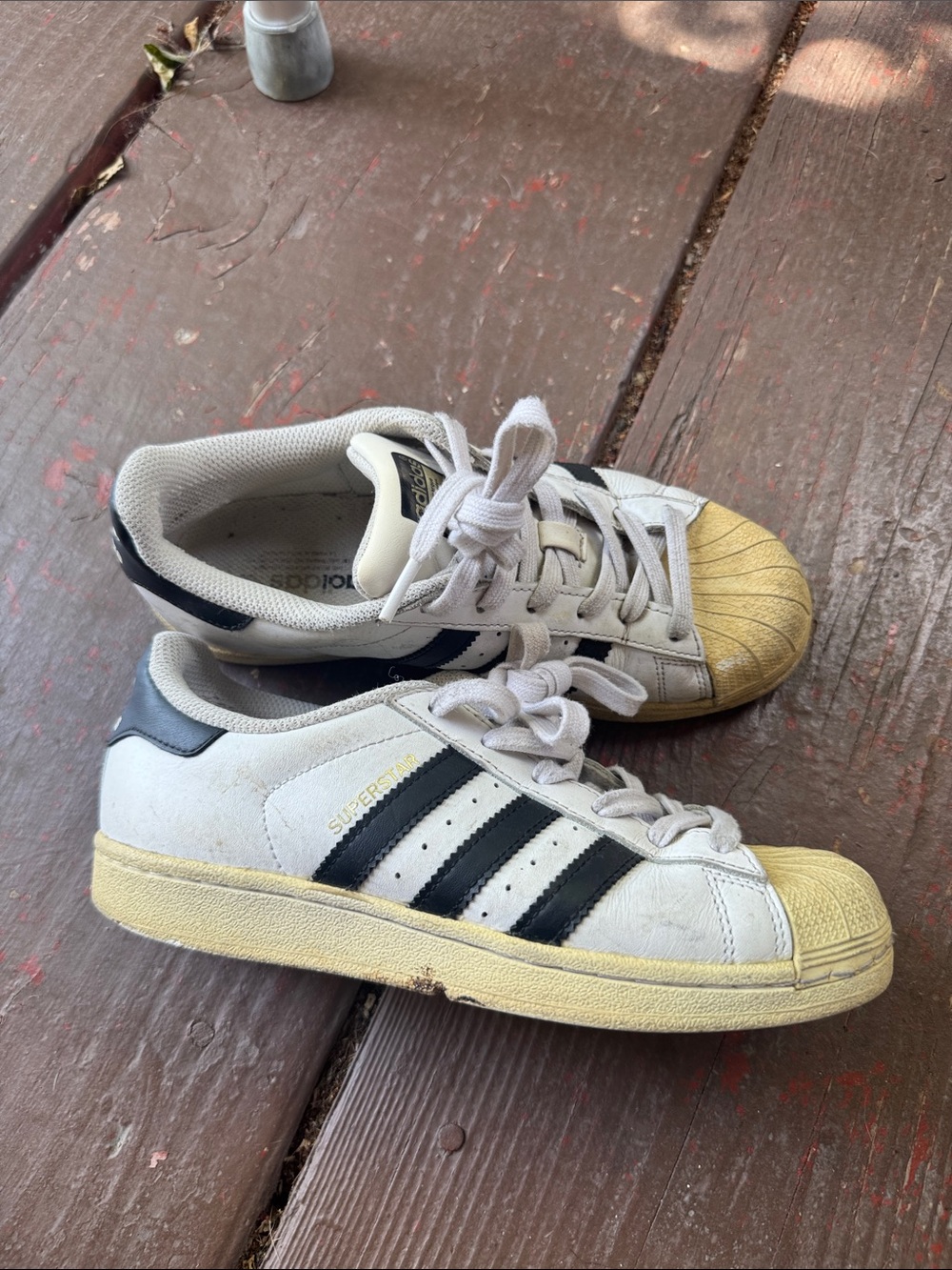 adidas White Black Sneakers with Cream Shell Toe